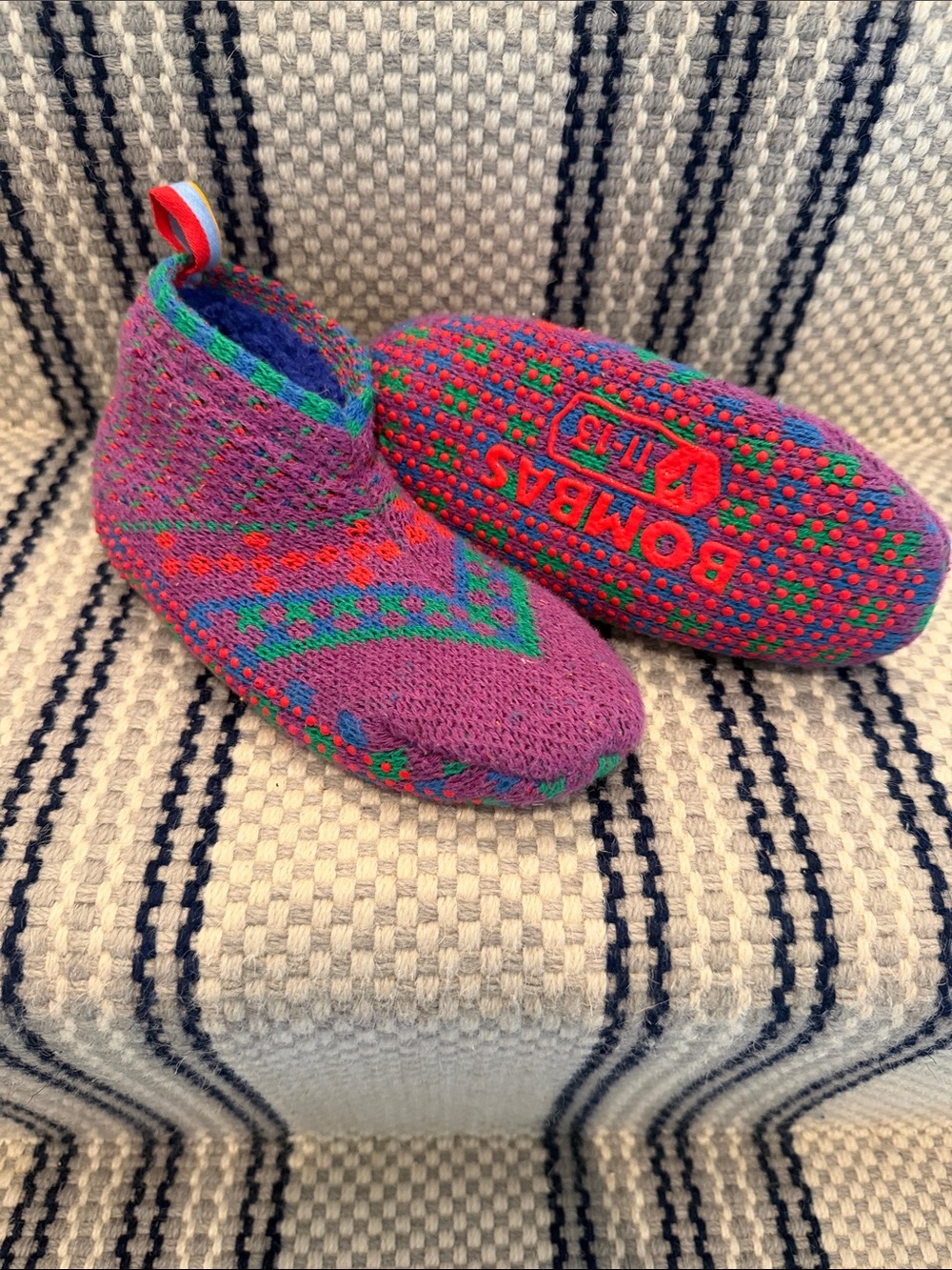 Bombas Youth Gripper Slippers Y1 Purple Fair Isle